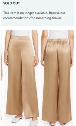 Lafayette 148 New York Silk Elastic Women's Dark Navy Wide Leg Silk Dress Pants