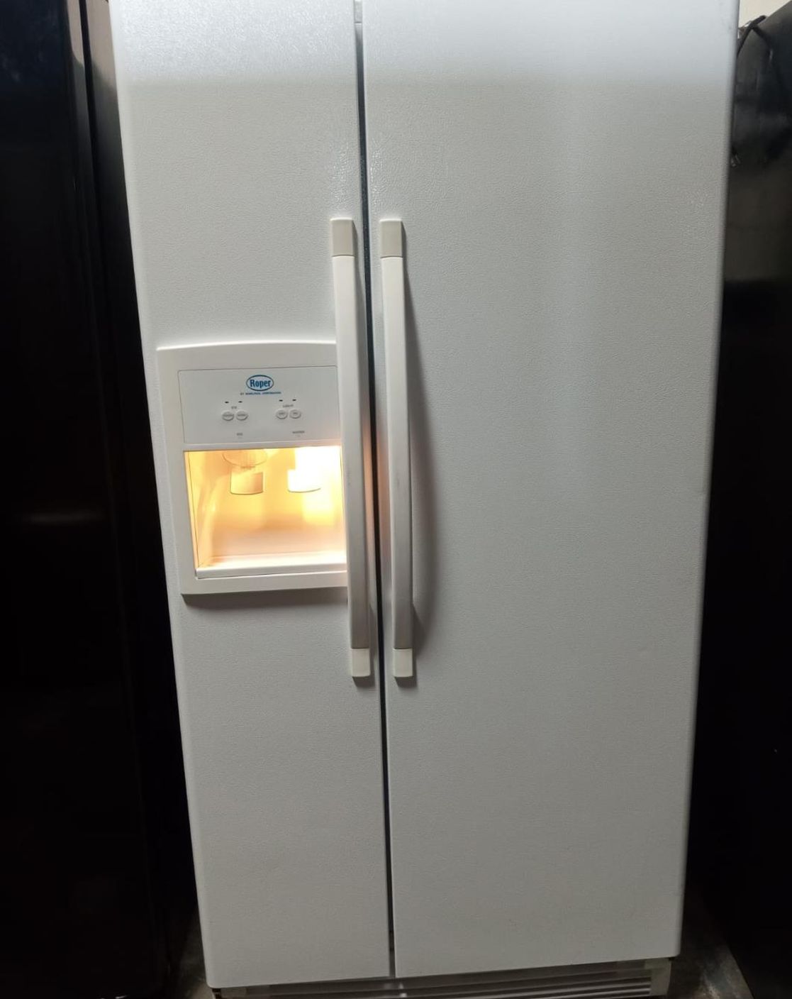 Roper Side By Side White Refrigerator
