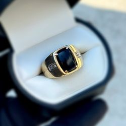 Jewelry 10k solid yellow gold onyx stone natural diamonds 2.54CTW ring size 11.50