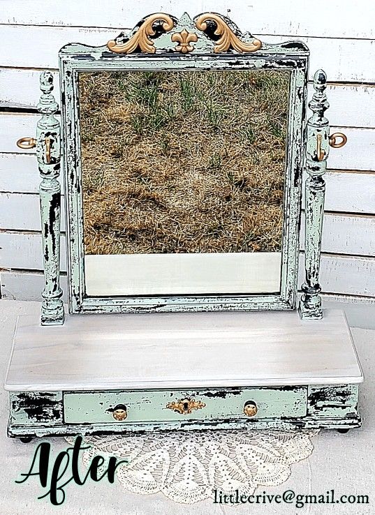 Antique Refinished Gentleman’s Tabletop Shaving Vanity 