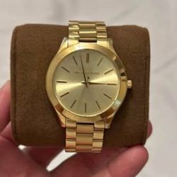 Michael Kors Slim Runaway Gold Tone Watch 