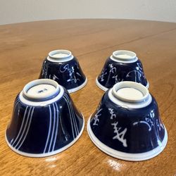 vintage Japanese fine porcelain footed bowls