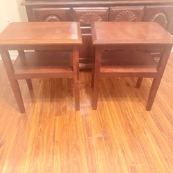 Set of real wood end tables 