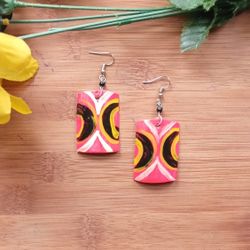 1PR Beautiful African Painted Horn Earrings Set