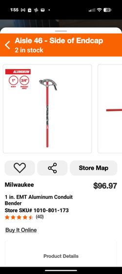 Milwaukee 1 in. EMT Aluminum Conduit Bender