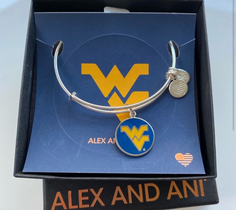 New, Alex & Ani West Virginia University Logo Charm Bangle