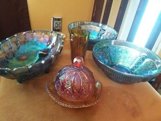 1950's Antique Rare Carnival Glass Lot Excellent Condition