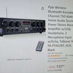 Pyle PTA62BT Wireless Home Audio Amplifier