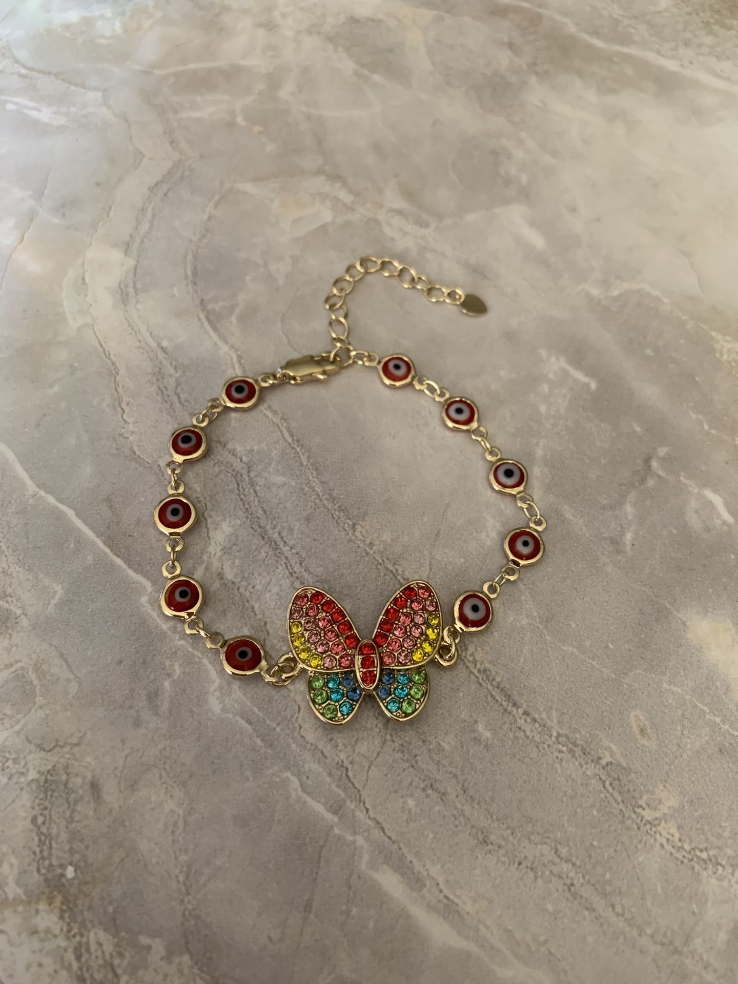 Butterfly Bracelet With Rhinestones In Gold Plated