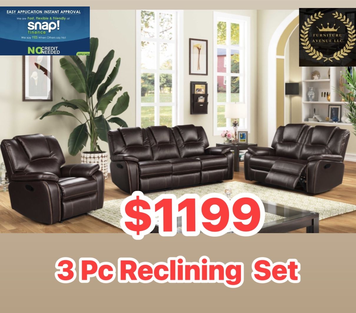 3 Pc Reclining Set