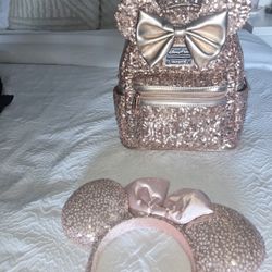 Disney Rosegold BackpackAnd Minnie Ears