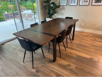 Oak Extendable Dining Table + 6 Mid-Century Chairs – Seats Up to 10