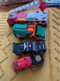 Tonka Fire Truck + Tonka Garbage Truck +Swat Police car + Ambulance