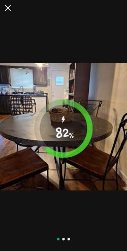 Wrought iron, laminate & wood kitchen table