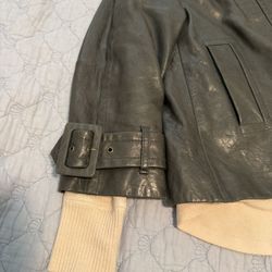 Banana Republic Leather Jacket In Muted Olive Size S