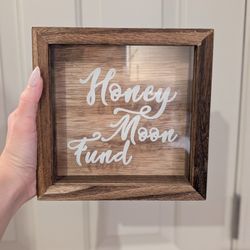 Rustic Honey Moon Fund Glass Box 