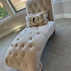 Beige Tufted Chaise Lounge
