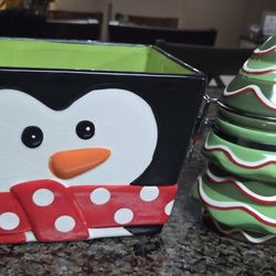 Large Candy Dish And Small Tree Candy Container