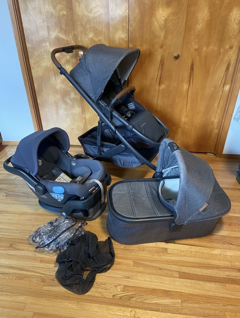 Uppababy Cruz V2 Stroller with Car Seat and Bassinet grey