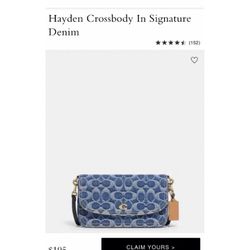 COACH Purse (1941 Washed Denim Signature Hayde) 