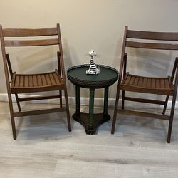 Vintage Mid-Century Romanian  Wooden Slatted Folding Chair / Pair Great Condition