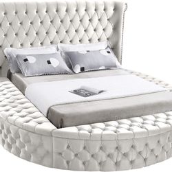 GLAM ROUND BEIGE VELVET STORAGE-QUEEN-SIZE-BED-FRAME
