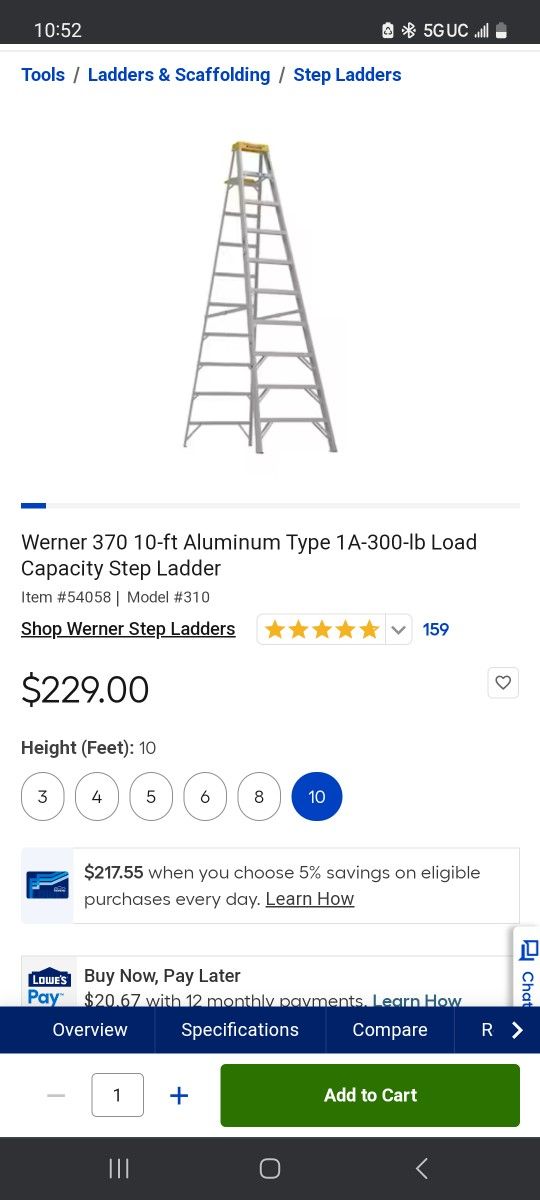 10 FOOT ALUMINUM LADDER