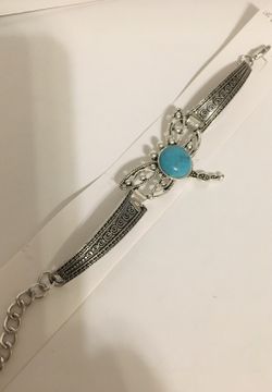Dragonfly Bracelet Silver Tone with Turquoise Stone