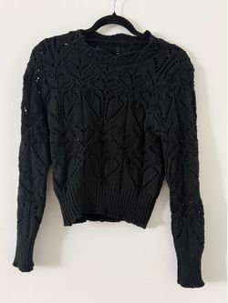 Black Crocheted Knit Sweater