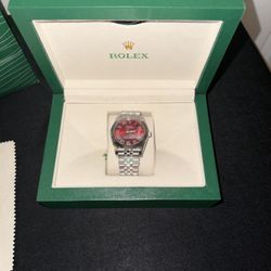 Plain Designer Watch Red Bezel