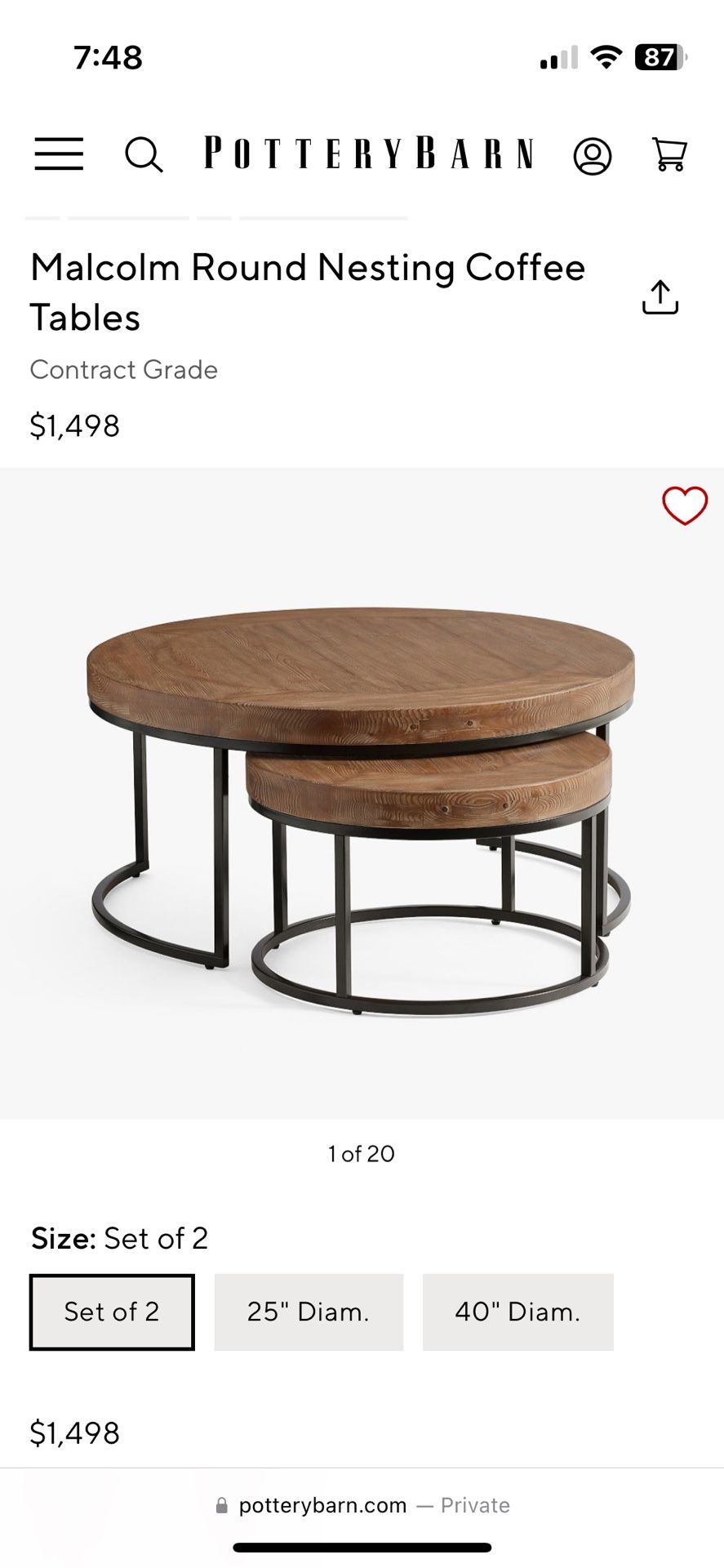 Pottery Barn Malcolm Nesting Coffee Tables
