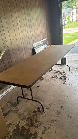 $25 ea Heavy Duty Steel Base Tables 8’x30” Have 2 available