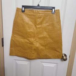 Faux Leather Mustard  Mini Skirt Size 10