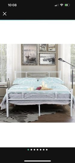 (B6) New Platform Bed Frame Full Size 12 Inch Under Bed Storage Mattress Frame No Boxspring with Headboard Non-Slip Steel Slat Support Mattress Foun