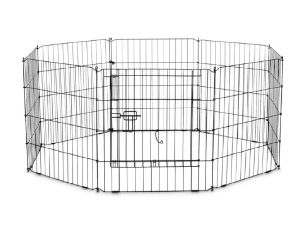 EveryYay Stretch Your Legs Adjustable Black Exercise Pen for Dogs, 24" H