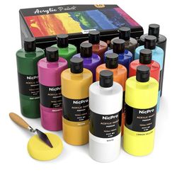 Colors Large Bulk Acrylic Paint Set (16.9 oz,500 ml) Rich Art Painting Supplies
