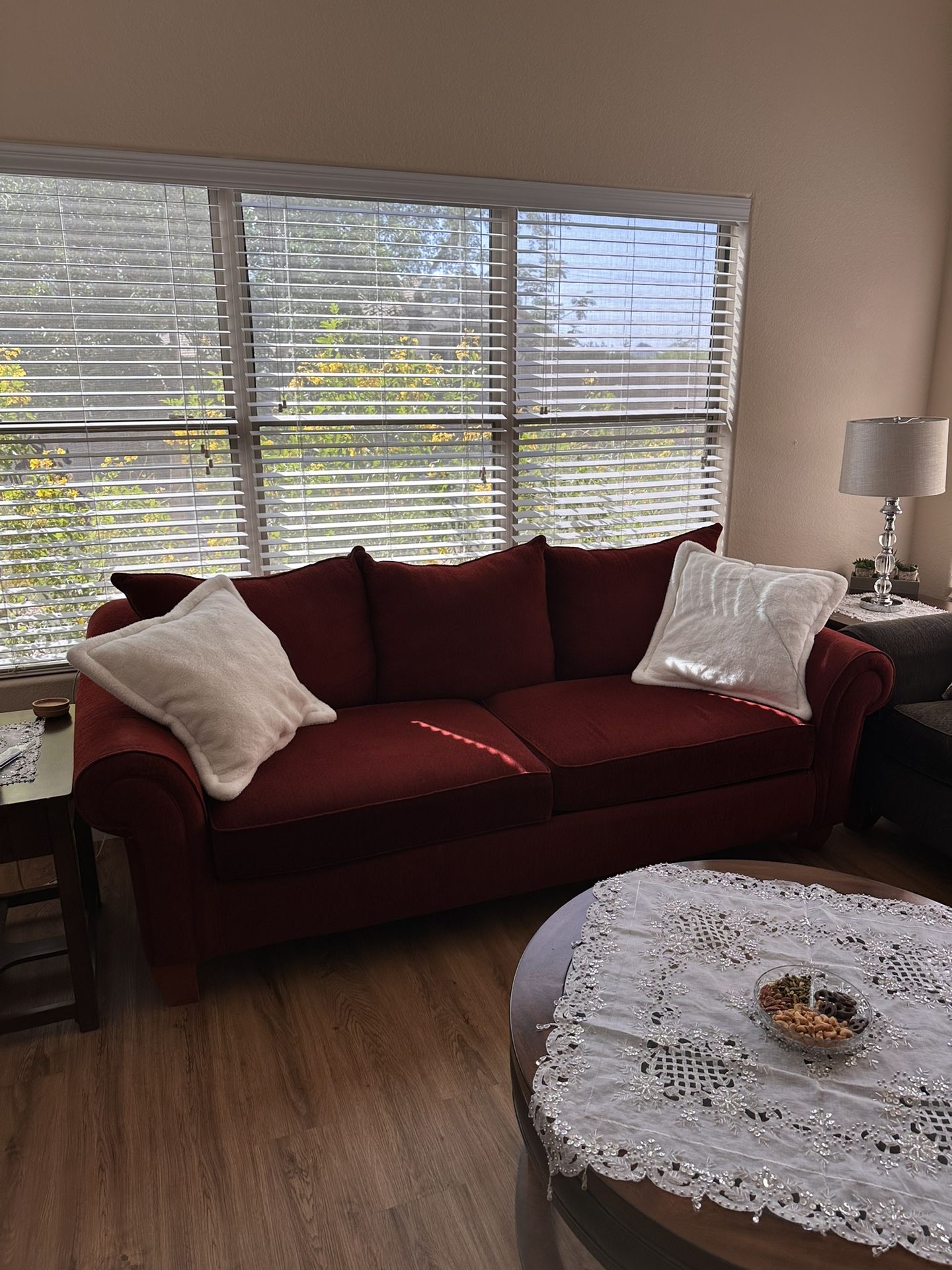 red and green couch