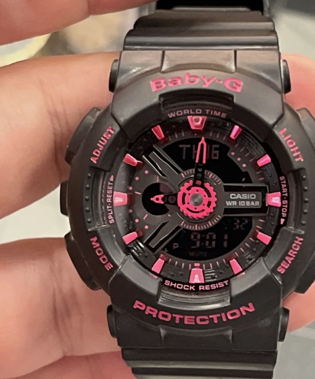CASIO BA-111-1A Baby-G Black Analog Digital 200m Lady's Watch Pink Barbie