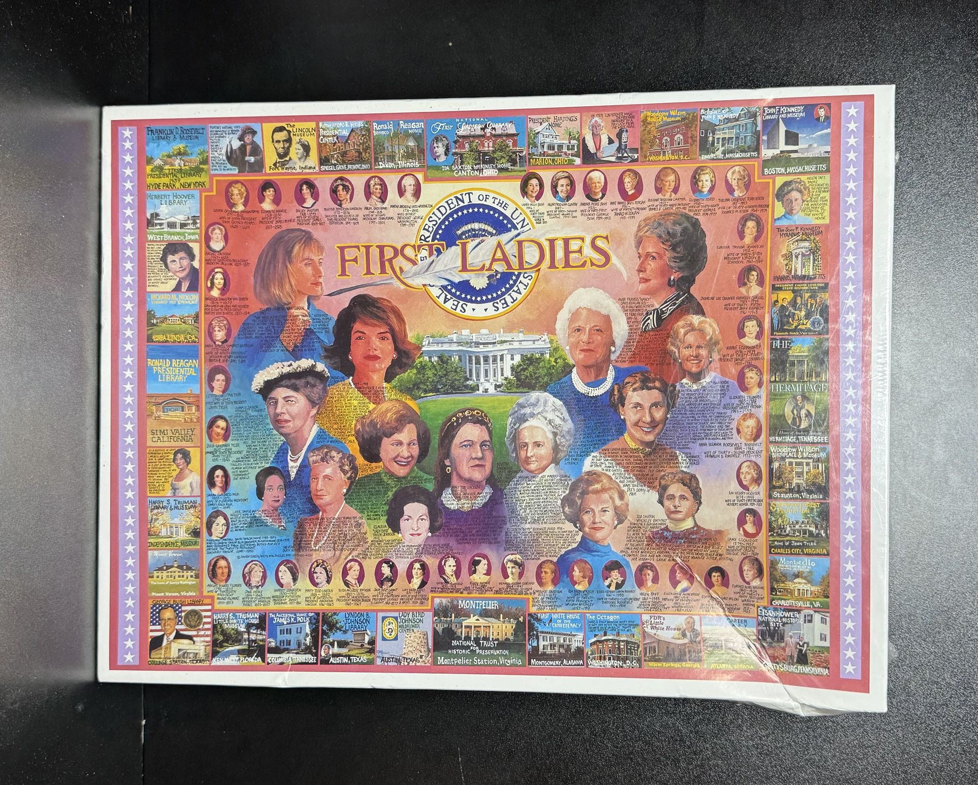 First Ladies Vintage CMP 1000pc Puzzle Named & Birthplaces of Presidents NEW