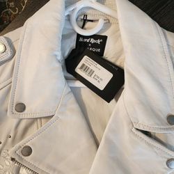Brand New White Leather Women's Motorcycle Jacket 