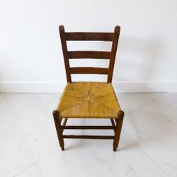 Antique Ladder Back Maple Rush Chair
