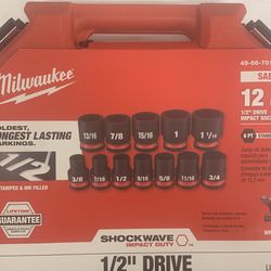 Milwaukee 1/2 Drive SAE Impact socket set