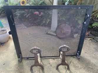 Fireplace screen, and end irons