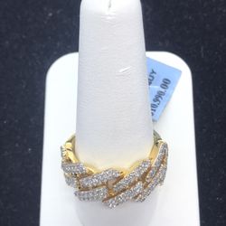 Diamond Gold Cubby Style Ring Solid 10K New 
