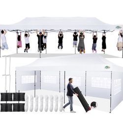 COBIZI 10x30 Pop up Canopy Tent 10x30 Canopy with 8 Sidewalls Waterproof Heavy Duty Commercial Canopy Tent for Parties Outdoor Tent Garden Gazebo Tent