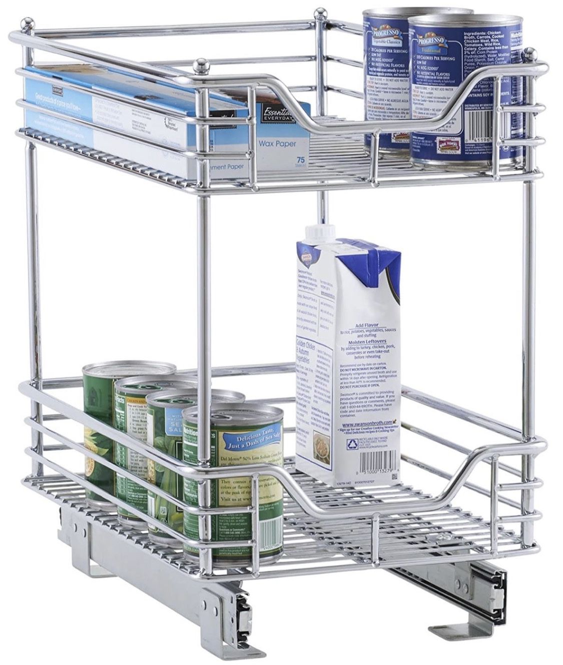 2-Tier Sliding Organizer - Pull Out Cabinet Shelf - 11.5 Inches Wide
