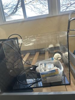 Fish tank with supplies + Rocks + Stand