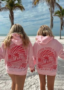 Pink Palm Puff Hoodie
