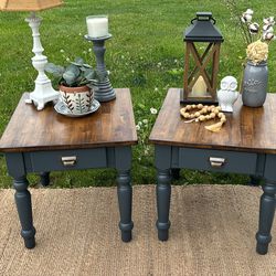 2 End Side Tables Refinished Modern Farmhouse