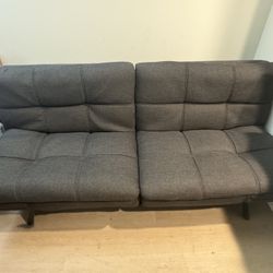 Hcore Convertible Splitback Futon Sofa Bed for Living Room, Office, Apartment - Amazon Memory Foam Sleeper Loveseat, Modern Small Couch in Grey